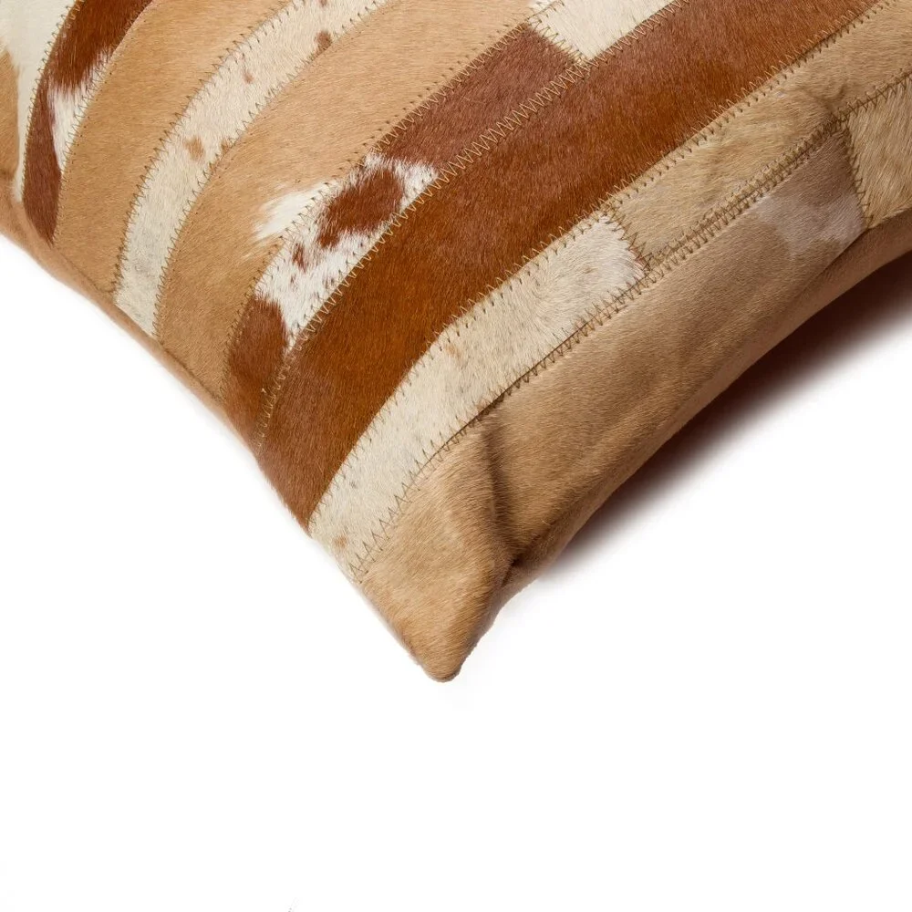 Natural Home Decor Torino Madrid Cowhide Pillow | 1-Piece | Brown & natural